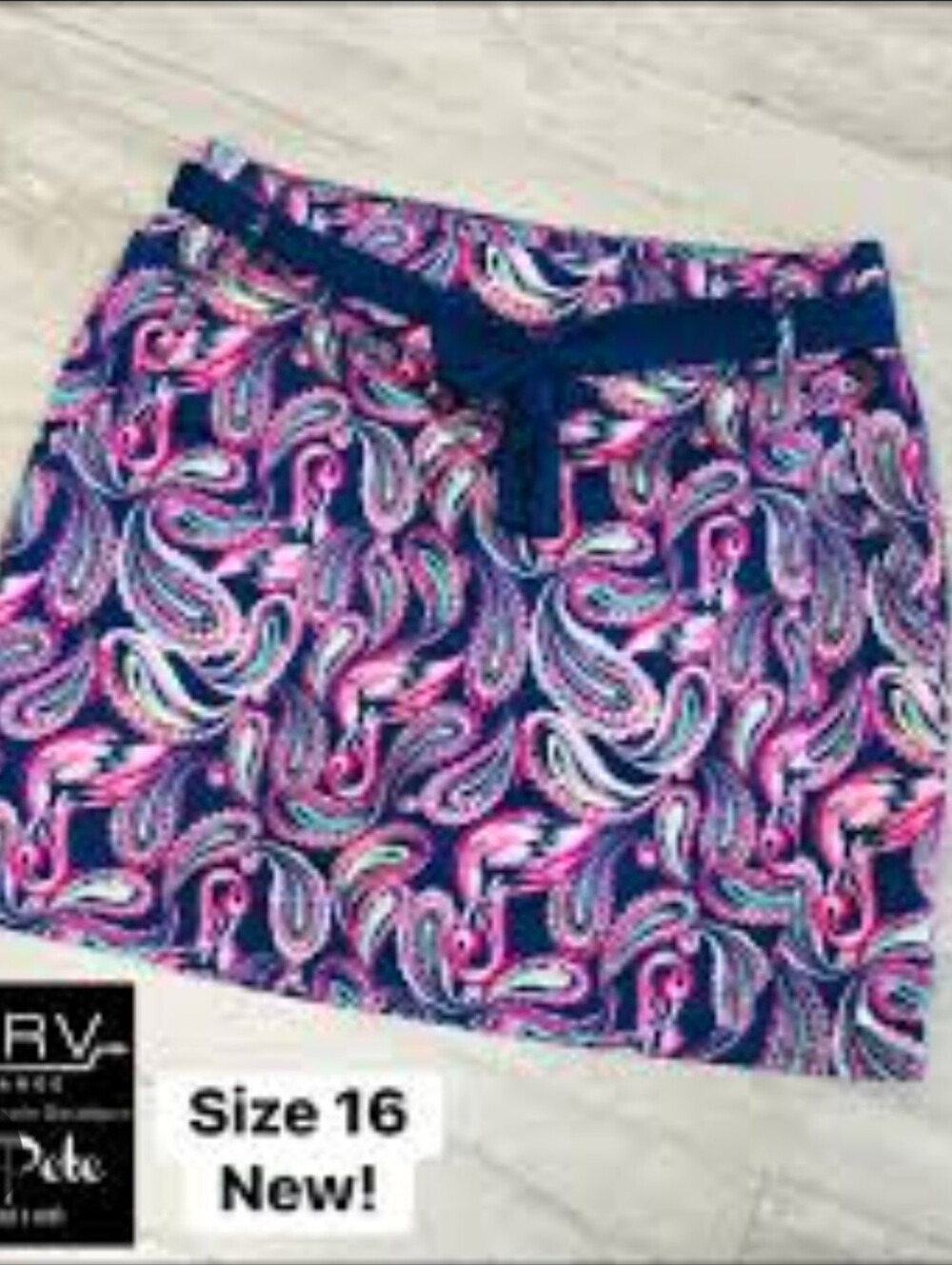 Navy & Pink Paisley Women's DRI FIT SKORT 18 BIRDIES NWT